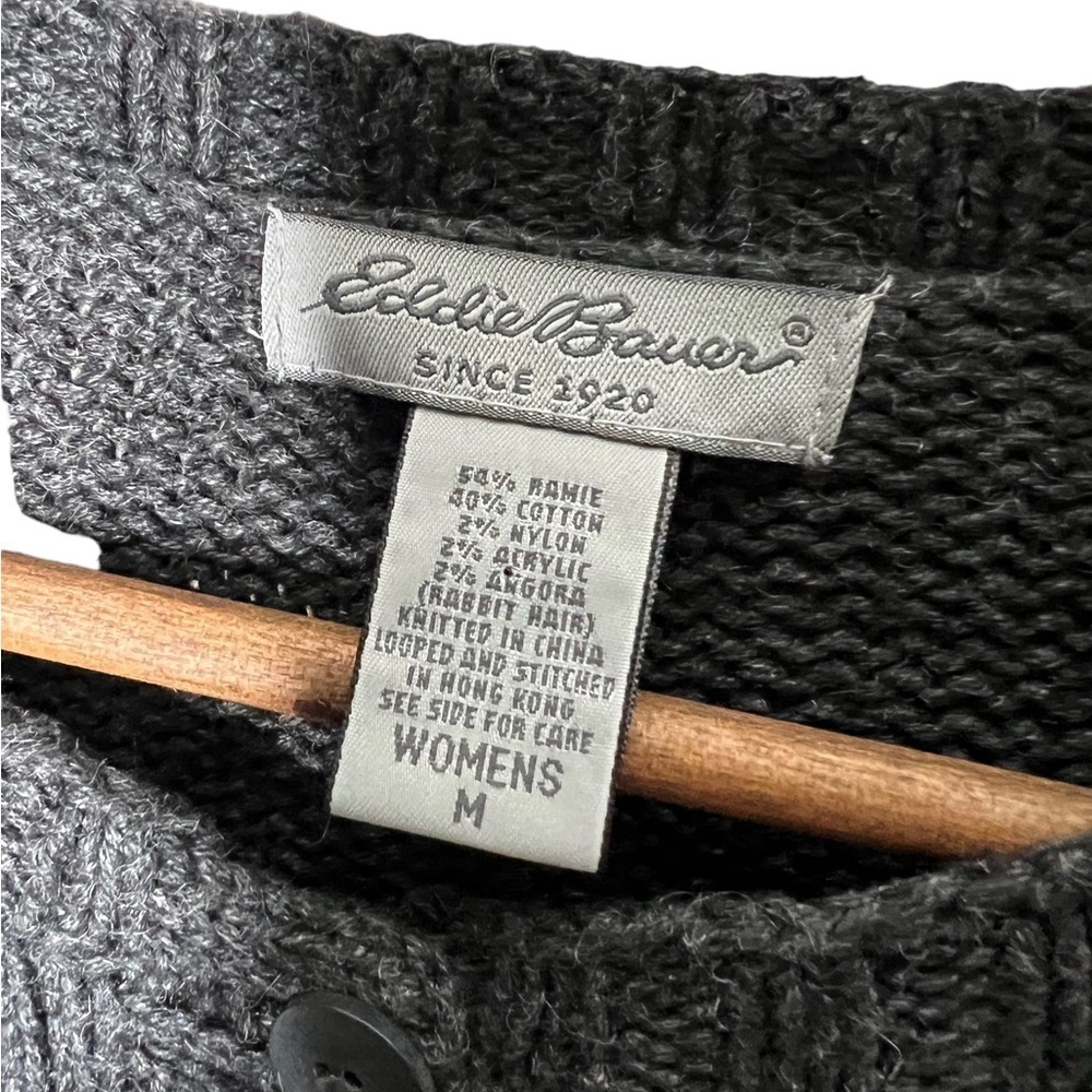 Vintage Eddie Bauer Cardigan Sweater Grey Blend Button Up Snowflakes - Picture 7 of 9